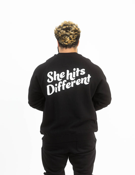 She Hits Different Merch // Crew Sweatshirt