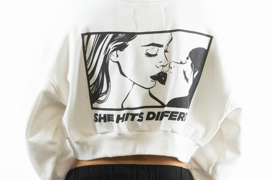 She Kisses Different // Crop Hooded Sweatshirt